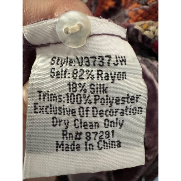 Johnny Was JWLA Rebekah Velvet Button Djellaba Midi Dress Silk Blend Size S Boho - Picture 8 of 9